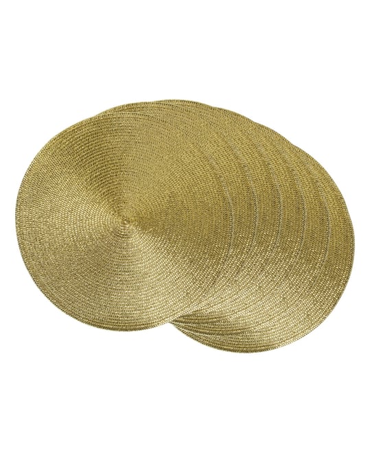 Metallic Round Woven Polypropylene Placemat, Set of 6