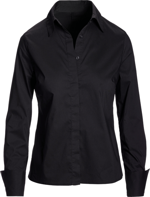 womens black button down dress shirt Everyday Ease Ruffle Button-Down Blouse | Trendy Women Tops main image 1