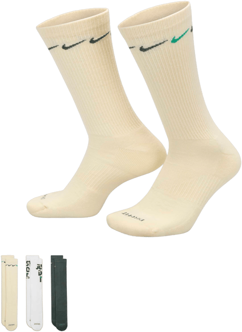 Calcetines Nike Everyday Plus Cushioned (3 pares) en violeta, verde y  blanco