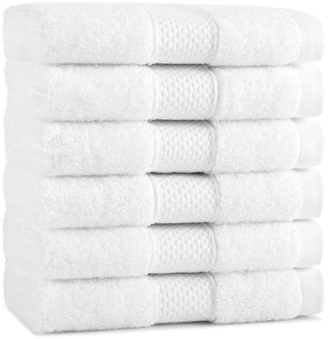 Aston & Arden Egyptian Cotton Luxury Washcloths (Pack of 6), 600GSM, Seven Color Options, Jacquard Dobby Border, 13x13