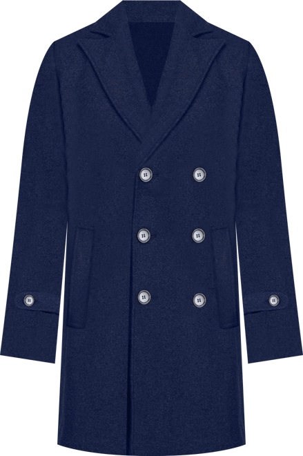 Men's Double Breasted Pea Coat Wool Blend Dress Peacoat
