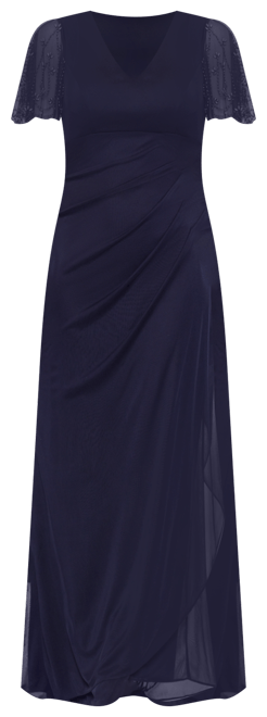 Petite Embellished V-Neck Fit & Flare Gown