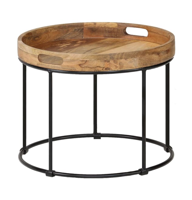 Coffee Table Solid Mange Wood and Steel 19.7"x15.7"