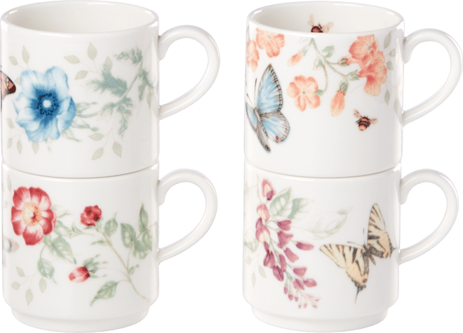 Butterfly Meadow Stackable Mugs, Set of 4