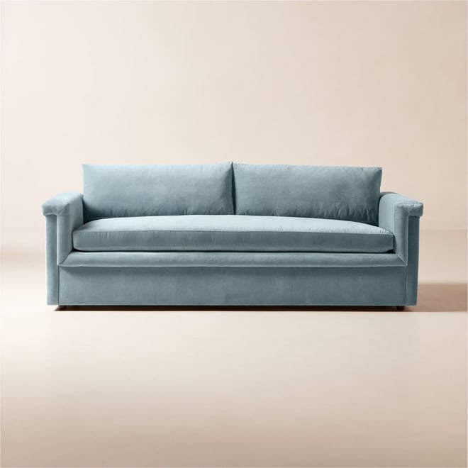 Ceva 86 Light Blue Performance Velvet Sleeper Sofa Reviews CB2