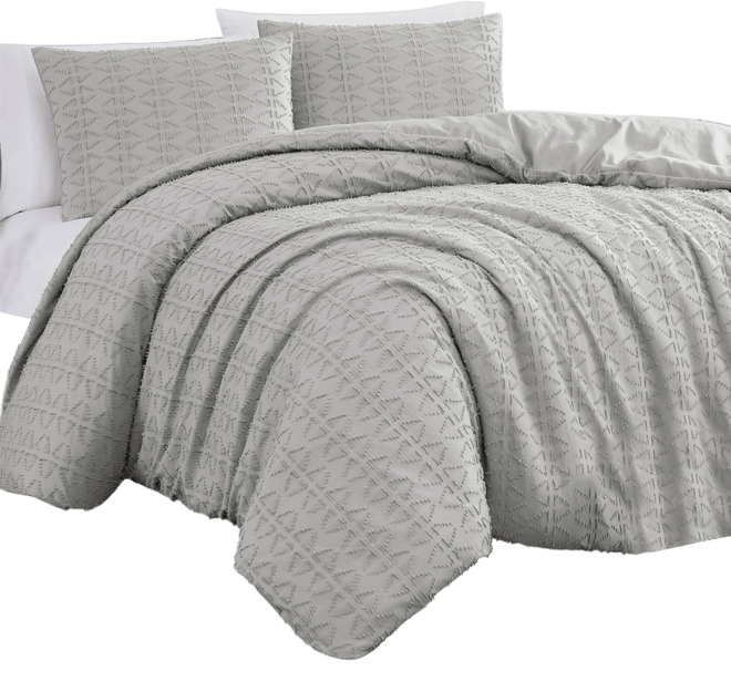 Dhara 3 Piece Textured Duvet Cover Set, Full/Queen