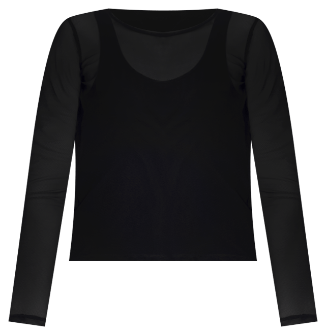 Women's Long-Sleeve Crewneck Mesh Top