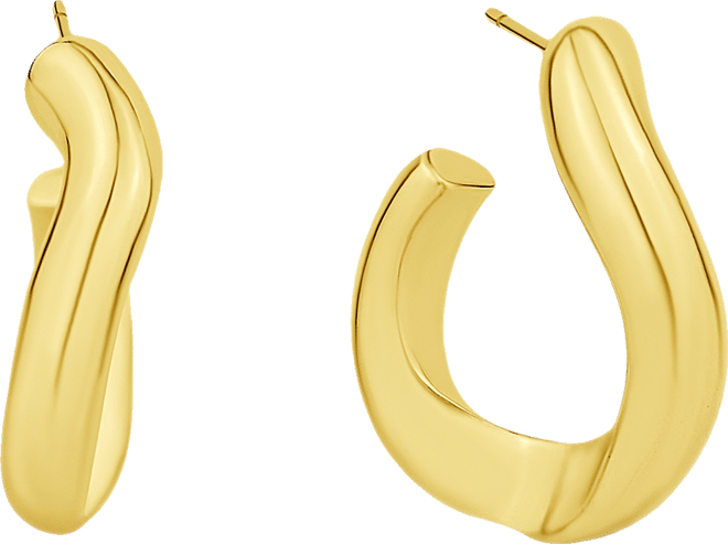 Silver-Plated or 18K Gold-Plated Oblong C Hoop Earring