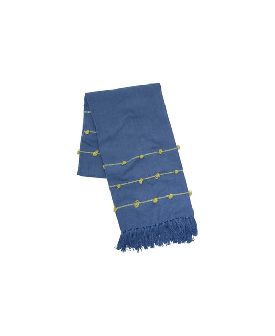 50" x 60" Tabb Indigo & Citron Handcrafted Textured Tufts Throw Blanket