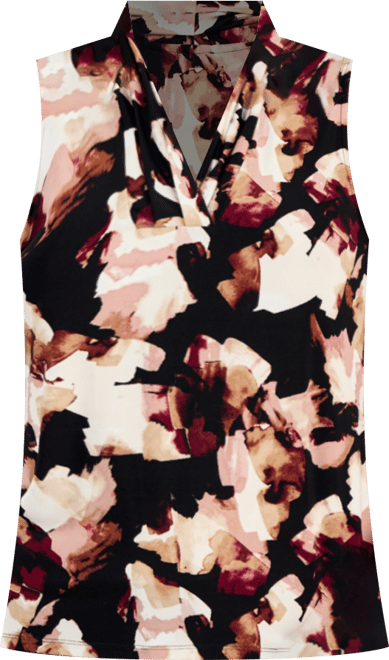 売れ筋商品|||アンクライン カットソー トップス レディース Women's Printed Sleeveless V-Neck Shell Top Anne Black Copper Sun Multi Anne Klein Women's Sleeveless Pleated V-Neck Shell Top - Macy's