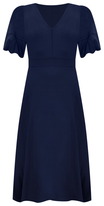 Balloon Sleeve Ponte Midi Dress