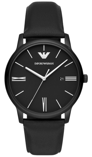 Emporio armani men's black best sale leather smartwatch