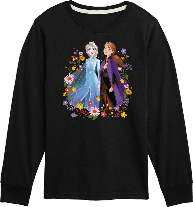 Disney Collection Little Big Girls Crew Neck Long Sleeve Frozen Graphic T Shirt Color Black JCPenney