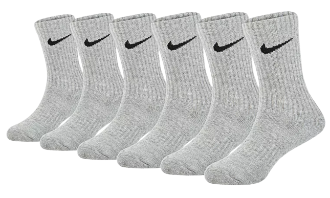 Kids Nike 6-Pack Dri-FIT Performance Crew Socks