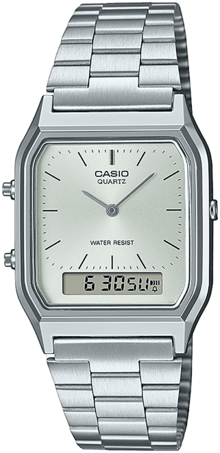 G-Shock Unisex Analog Digital  Silver-Tone Color Stainless Steel Watch, 29.8mm, AQ230A-7AVT