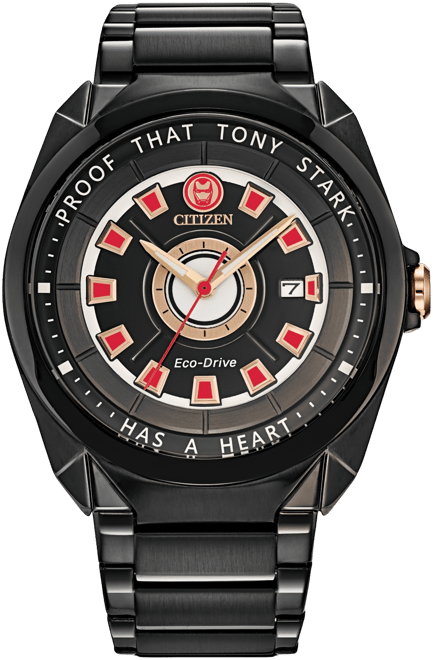 Men's Marvel Classic Avengers Tony Stark Black-Tone Stainless Steel Bracelet Watch 43mm