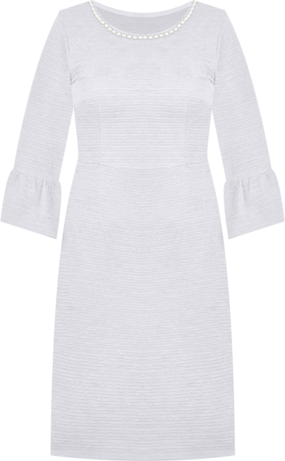 Petite 3/4 Length Imitation Pearl Detail Dress