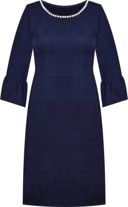 Petite 3/4 Length Imitation Pearl Detail Dress