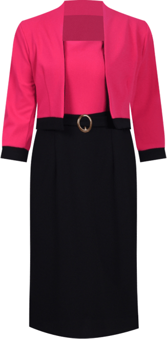 Women's 3/4 Sleeve Colorblocked Dress, 2 Piece Set