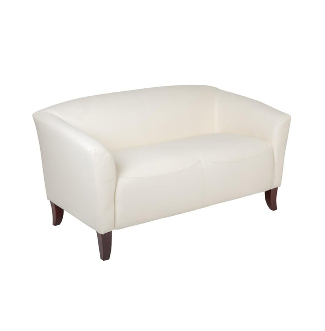 Leathersoft Reception/Living Room Loveseat With Cherry Wood Feet