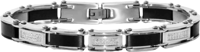 Men's Diamond Link Bracelet (1/4 ct. t.w.) in Stainless Steel & Black Ion-Plate