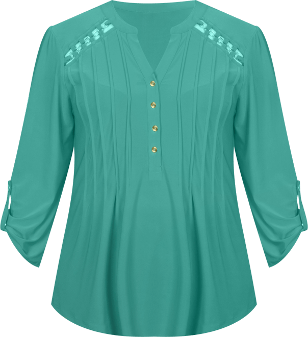 Petite Pin tuck Front Top with Chain Details