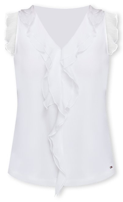 売れ筋商品|||トミー ヒルフィガー カットソー トップス レディース Women's Ruffled Mixed-Media Top Ivory Tommy Hilfiger Women's Ruffled Mixed-Media Top - Macy's