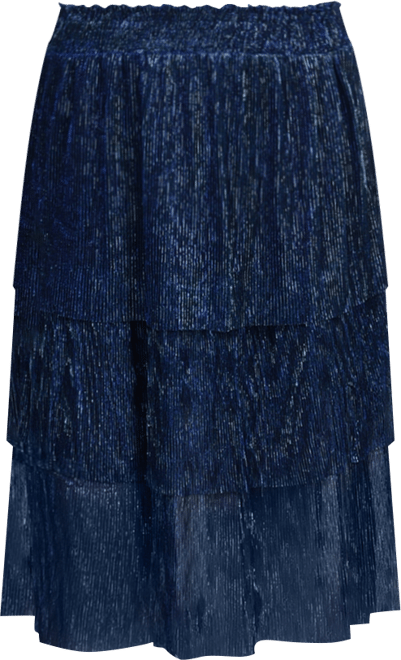 Petite Tiered Mesh Plisse Skirt