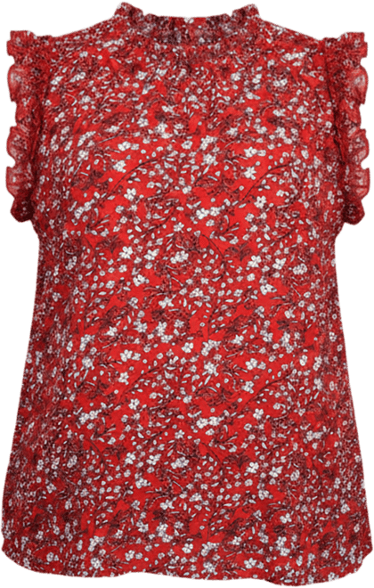 Plus Size Sleeveless Crepe Top with Chiffon Ruffles