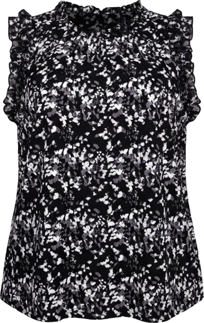 Plus Size Sleeveless Crepe Top with Chiffon Ruffles