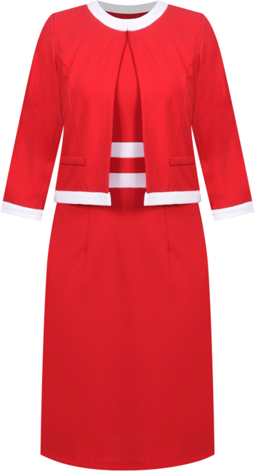 Women's Elbow Sleeve Colorblocked Dress, 2 Piece Set