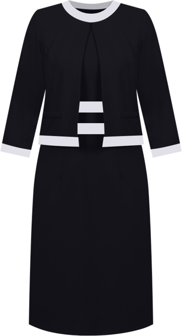 Women's Elbow Sleeve Colorblocked Dress, 2 Piece Set