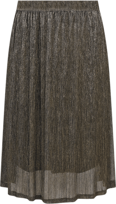 Petite Plisse Metallic Belt Lurex Mesh Skirt