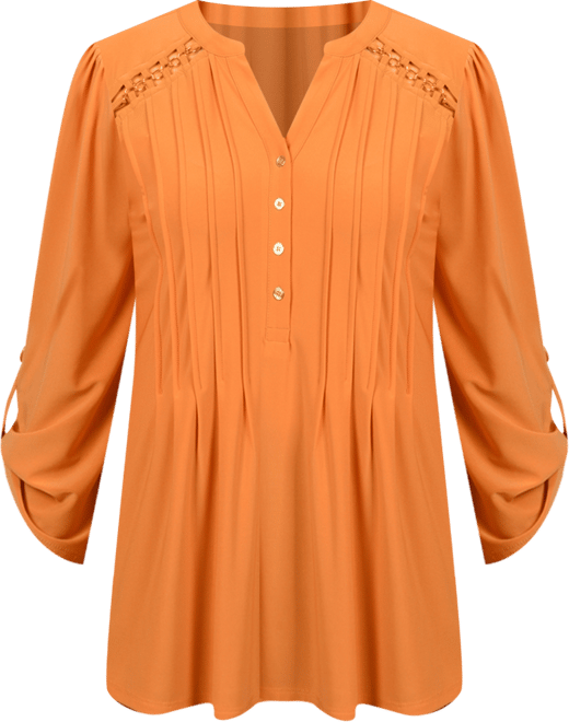 Women's Long Sleeve Pintuck Front Top with Chain Details