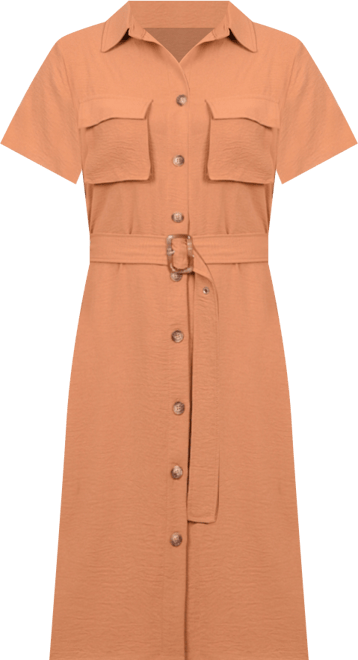 Women's Short Sleeve Belted Shirtdress