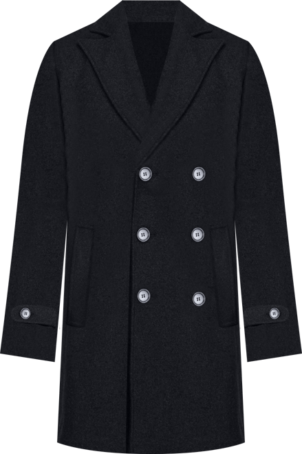 Men's Big & Tall Double Breasted Pea Coat Wool Blend Dress Peacoat