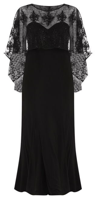 Women's Embellished-Capelet Gown