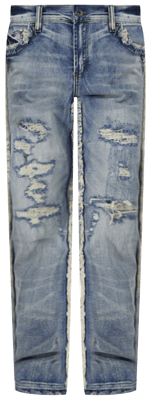 Shop Decibel Semi-Stacked Frayed Jeans DECWB421-IND blue Shop Decibel Semi-Stacked Frayed Jeans DECWB421-IND blue