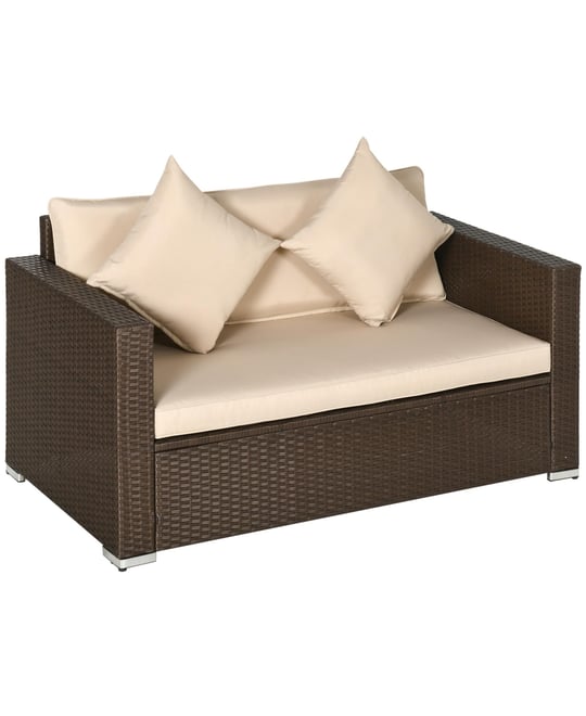 Wicker Loveseat, Patio Furniture Couch, Padded Outdoor Sofa,