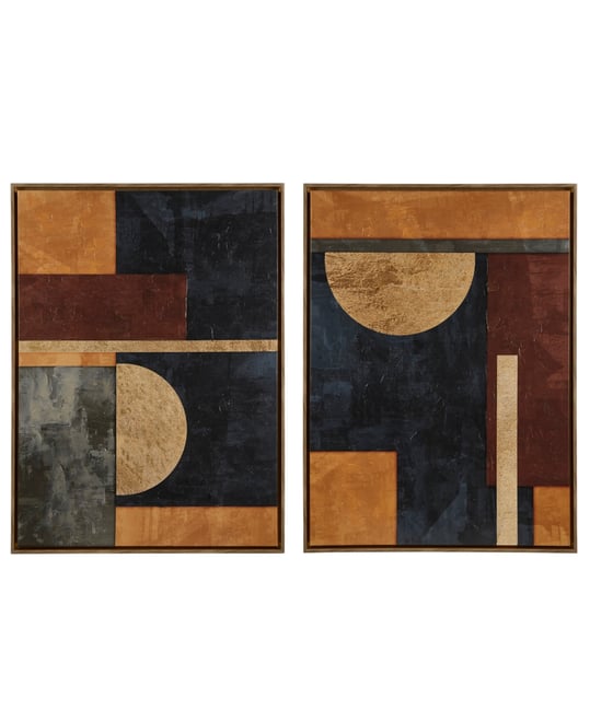 Jeweled Geo Hand-Embellished Abstract 2-Pc Framed Canvas Wall Art Set