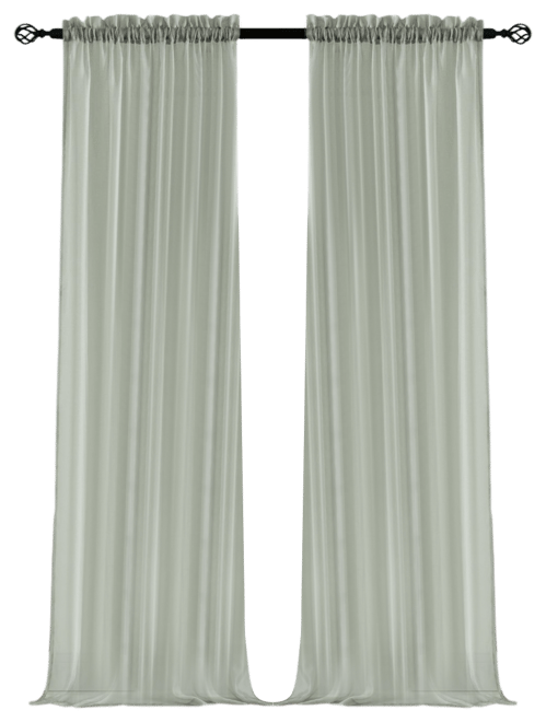 2 Pack Basic Home Rod Pocket Sheer Voile Window Curtains