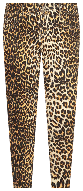 White Mark Women's Plus Size Leopard Print Denim Jeans 