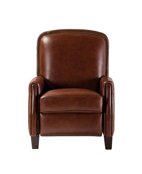 Hickey Modern Genuine Leather Recliner with Nailhead Trim