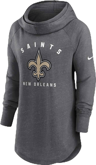Women's  Heather Charcoal New Orleans Saints Raglan Funnel Neck Pullover Hoodie
