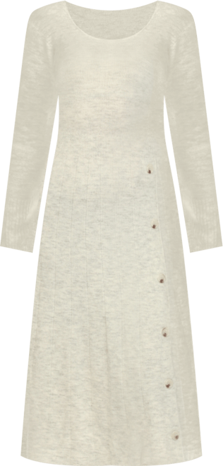 white fit and flare sweater dress Women's Stillness Speaks Half-Zip Sweater Dress in White