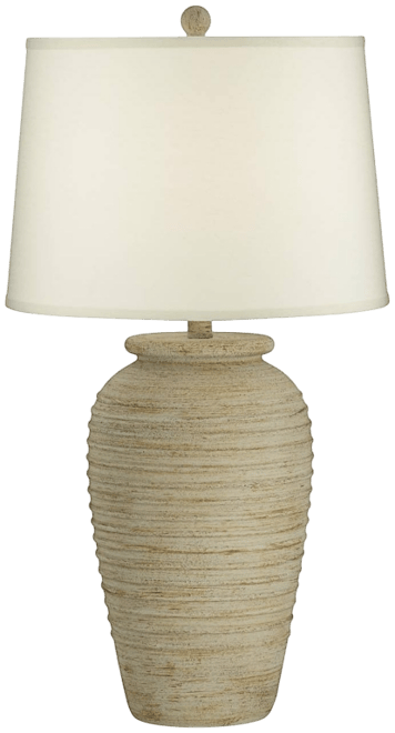 Austin Rustic Table Lamp 28" Tall Sand Toned Cream Linen Drum Shade for Bedroom Living Room Bedside Nightstand Office Kids Family