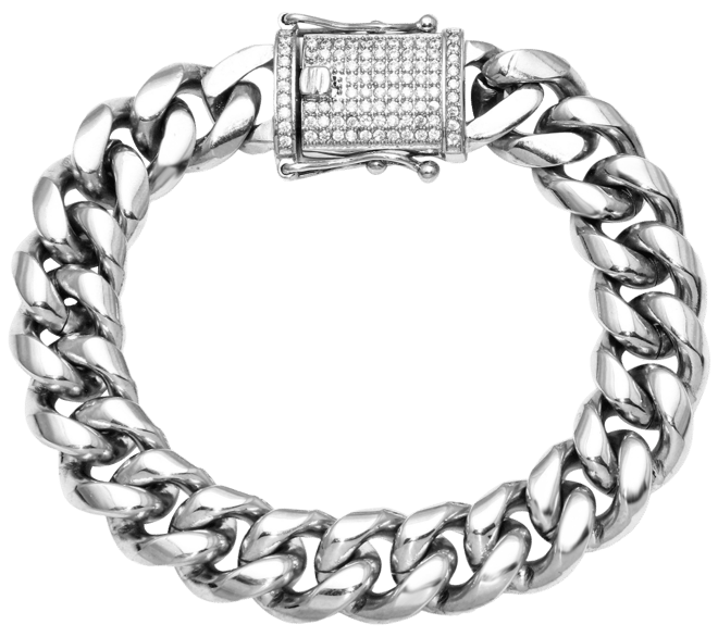Men's Diamond Pave Clasp Curb Link Bracelet (1/2 ct. t.w.) in Stainless Steel