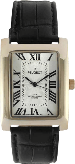 Men's 43x30 mm Black Vintage Like Tank Leather Strap Watch