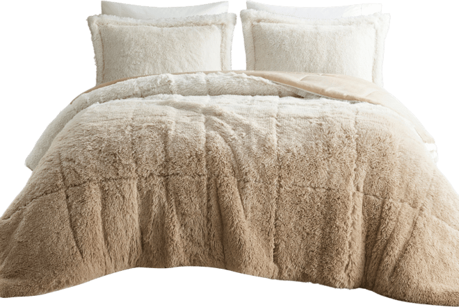 Brielle Ombre Shaggy Faux Fur 2-Pc. Comforter Set, Twin/Twin Xl