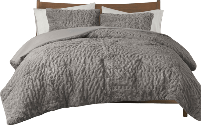 Blair Ruched 3-Pc. Faux Fur Comforter Set, King/California King